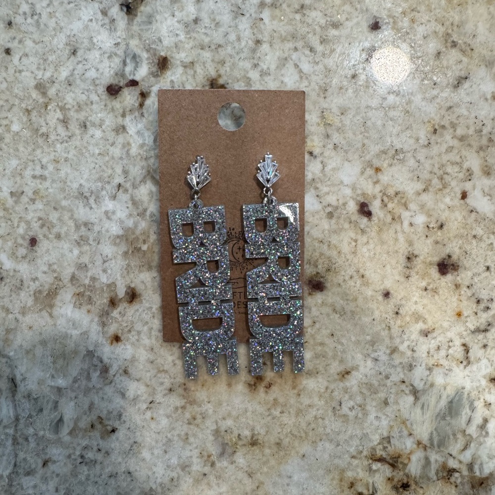 Handmade Bride Drop Glitter Earrings